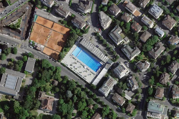 Luftbild des Kartenstandorts von Piscine et patinoire de Montchoisi in Lausanne