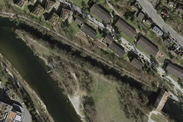 Luftbild des Kartenstandorts von Badestelle in Zürich in Zürich