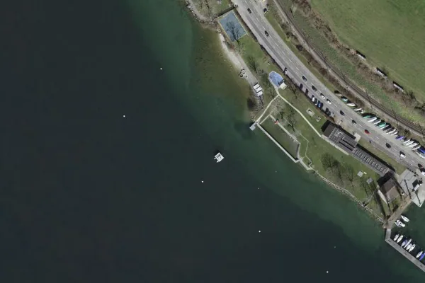 Luftbild des Kartenstandorts von Badestelle in Zürich in Zürich