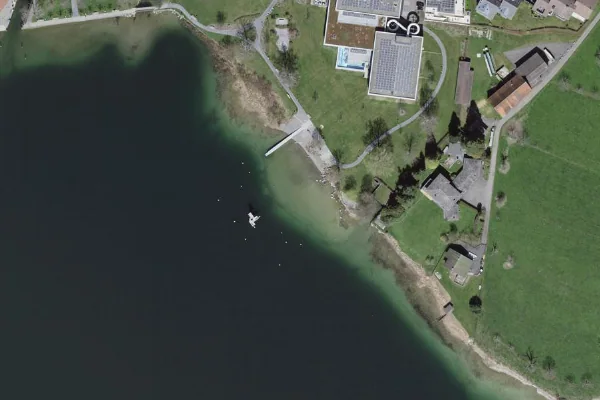 Luftbild des Kartenstandorts von Badestelle in Oberägeri in Oberägeri