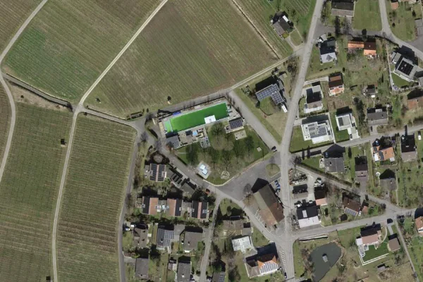 Luftbild des Kartenstandorts von Schwimmbad Hallau in Hallau