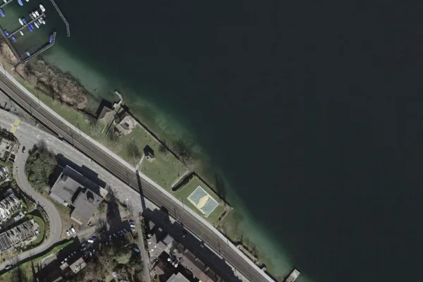 Luftbild des Kartenstandorts von Badestelle in Zürich in Zürich