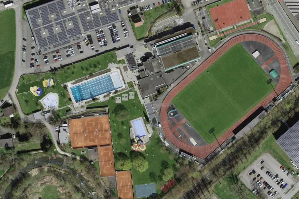 Luftbild des Kartenstandorts von Centre sportif de la Blancherie in Delémont