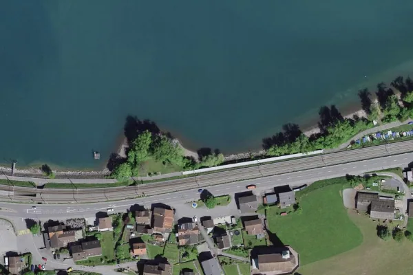 Luftbild des Kartenstandorts von Strandbad Mols in Quarten