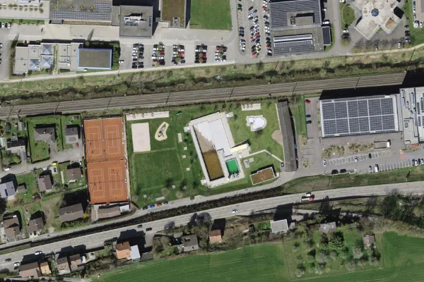 Luftbild des Kartenstandorts von Piscine de plein air Porrentruy in Pruntrut / Porrentruy